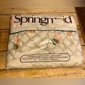 🔥Springmaid Double Flat Sheet Garden Gazebo Pink - Vintage🔥 NIP